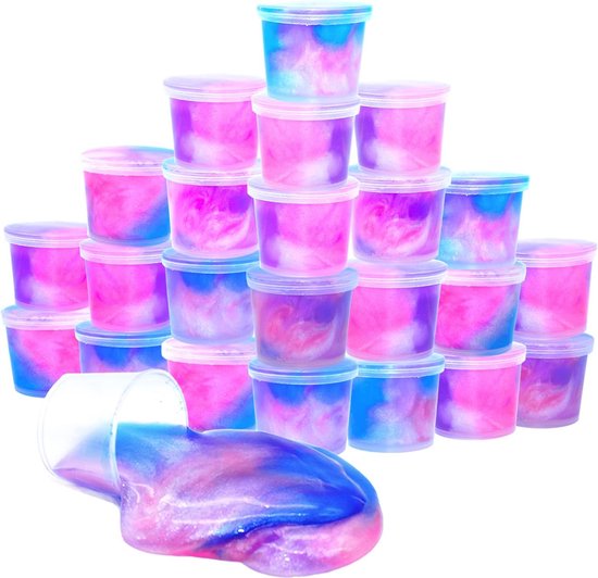 Partizzle 24x Einhornschleim Packung - Einhorn Geschenke zum Teilen - Grabbelton Schleimspielzeug - Geschenke für Kinder - Pink
