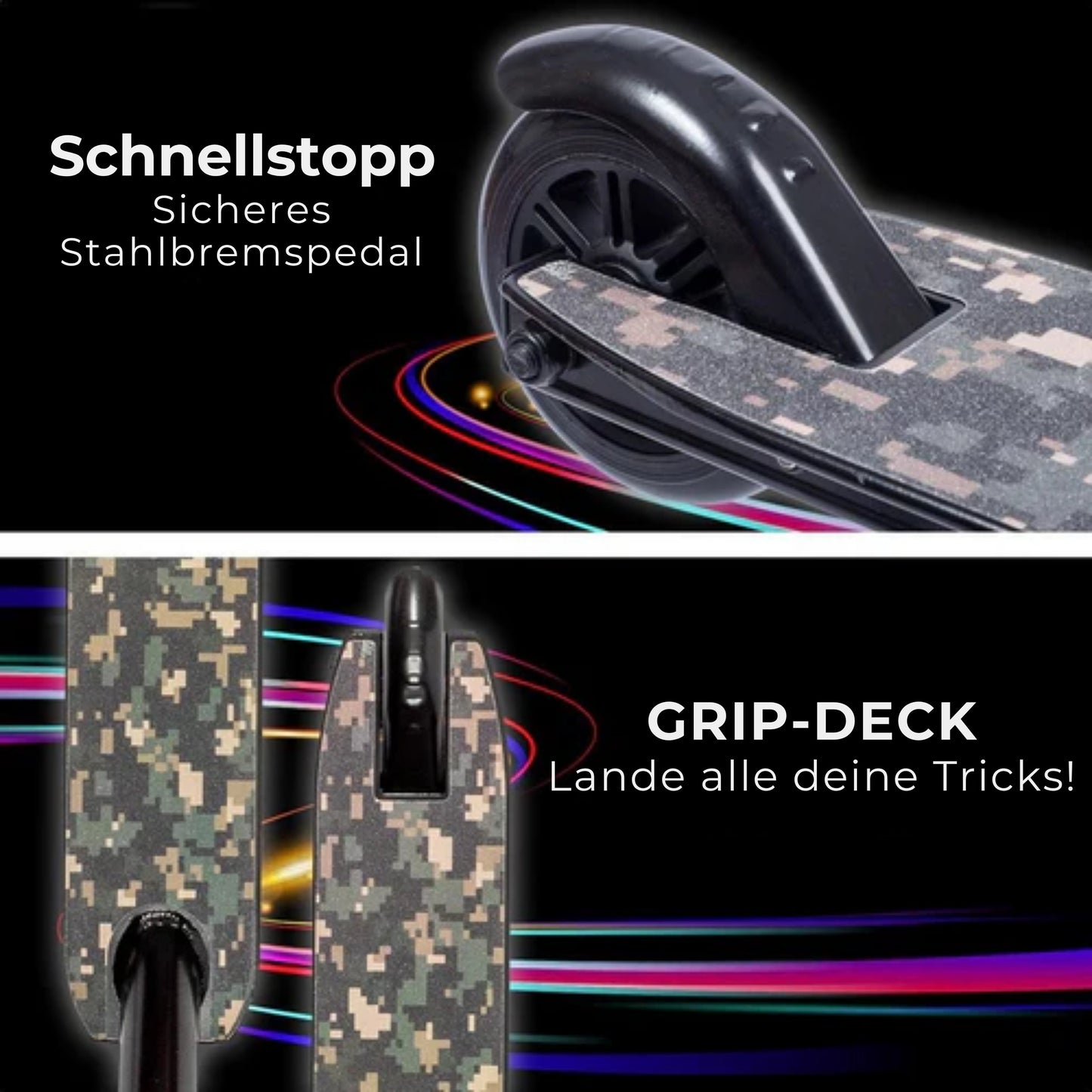 LifeGoods StuntRider - Scooter - Stufe 8+ Jahre - 100mm Räder - Jungen/Mädchen - Schwarz
