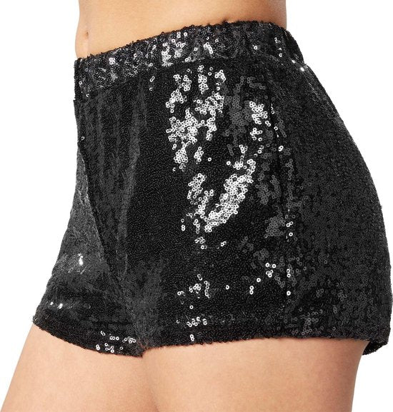 Dressforfun Faschingskostüm Pailletten Shorts schwarz – Damen – Größe XL