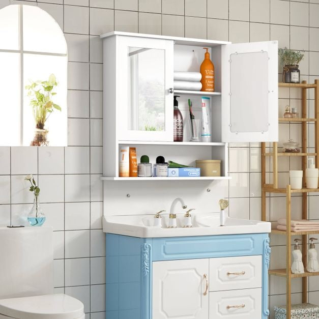 Coast Badezimmerschrank mit Spiegel und Regal - 58,5 x 56,5 x 13,5 cm - Weiß