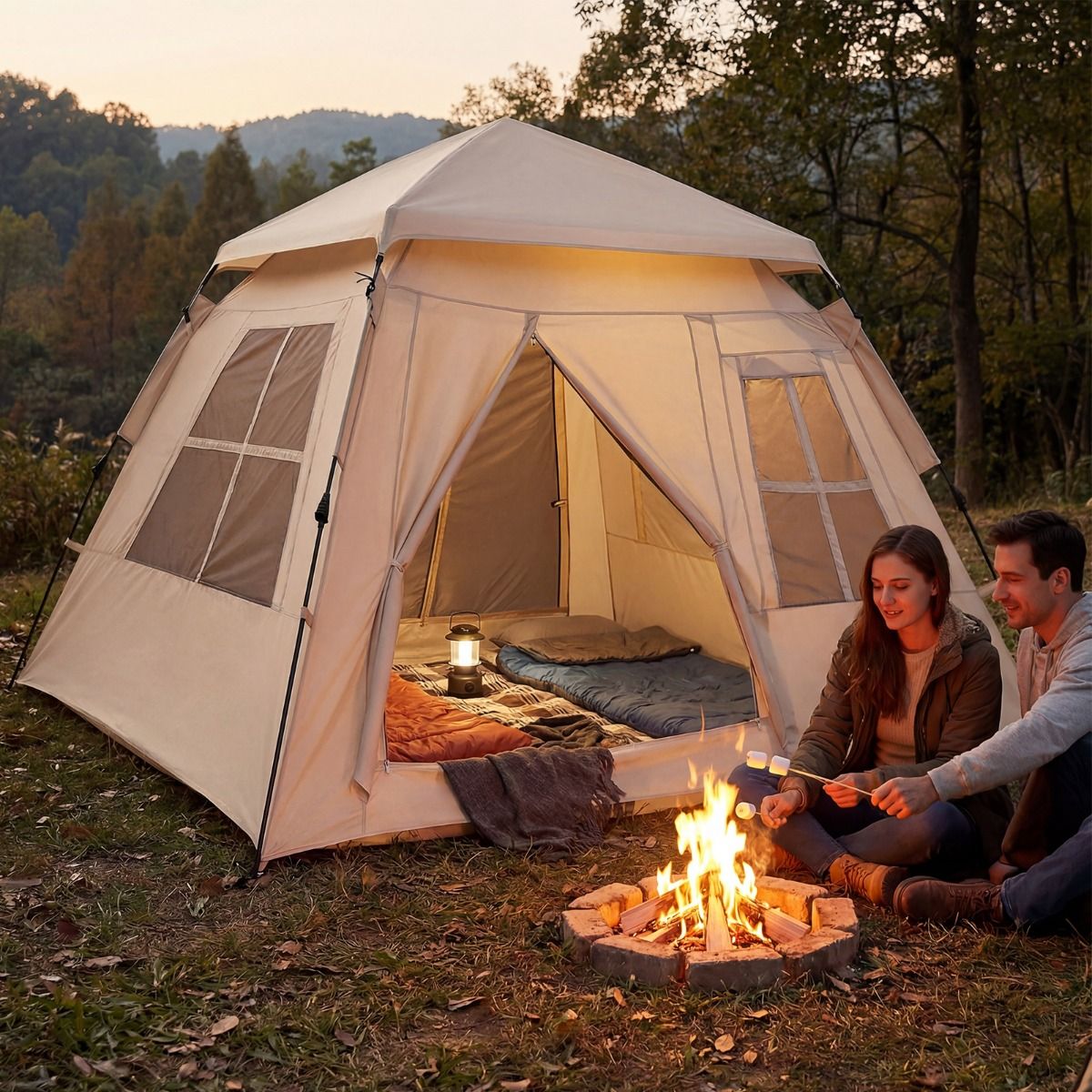 Coast Pop-up-Familienzelt – schnell aufgebaut – 4 Personen – beige