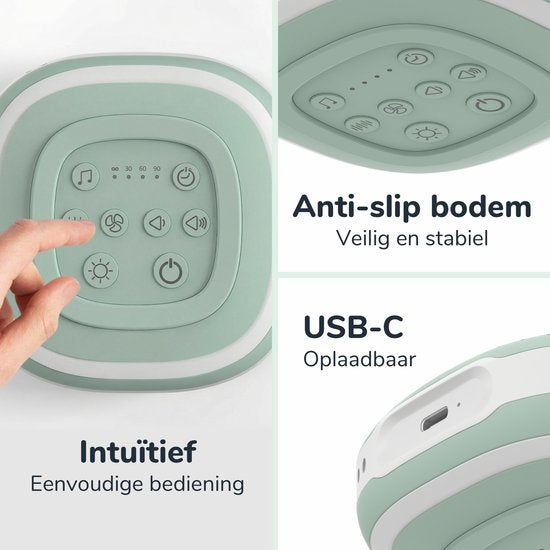Lunae White Noise Machine 2026 – Gerät für weißes Rauschen mit Nachtlicht – Geeignet für Babys, Kinder und Erwachsene – Schlafhilfe für Babys – Schlaftrainer für Kinder – Mintgrün