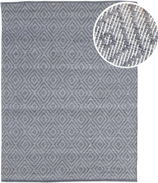 AXI Bali Outdoor-Teppich – Rechteckig – 160 x 230 cm – Grau – Geometrisches Muster – Outdoor-Teppich – Wetter- und UV-beständig – Flachgewebt – Gartenteppich – Für drinnen und draußen