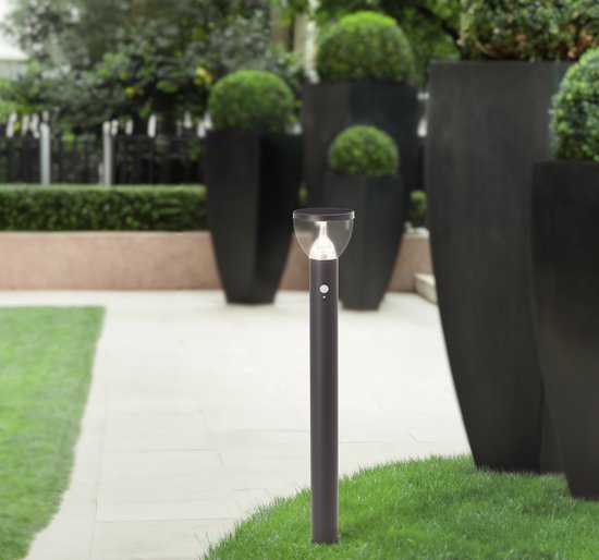 BRILLIANT LED-Außenstehleuchte, Solar, 92 cm, 430 lm, 3000 K, Edelstahl, schwarz