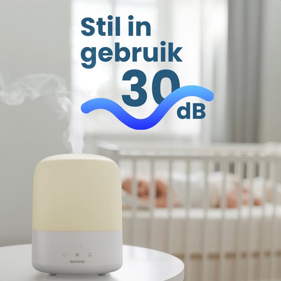 Auronic Luftbefeuchter - 1.9L - Geeignet für Schlafzimmer, Babyzimmer, Büro, Wohnzimmer und mehr - Luftbefeuchter - BPA-frei - Weiß
