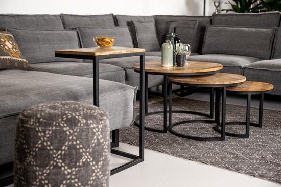 HSM Kollektion Beistelltisch Read - natur/schwarz - Mangoholz/Eisen