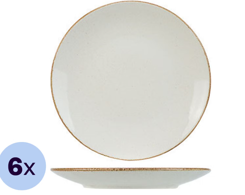 6er-Set Cosy & Trendy Granit-Elfenbein-Teller - 27 cm - zeitloses Elfenbein-Design