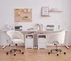Yaheetech Samt-Bürostuhl mit Armlehnen und Rollen – Beige – 60 x 56,5 x 73–83 cm
