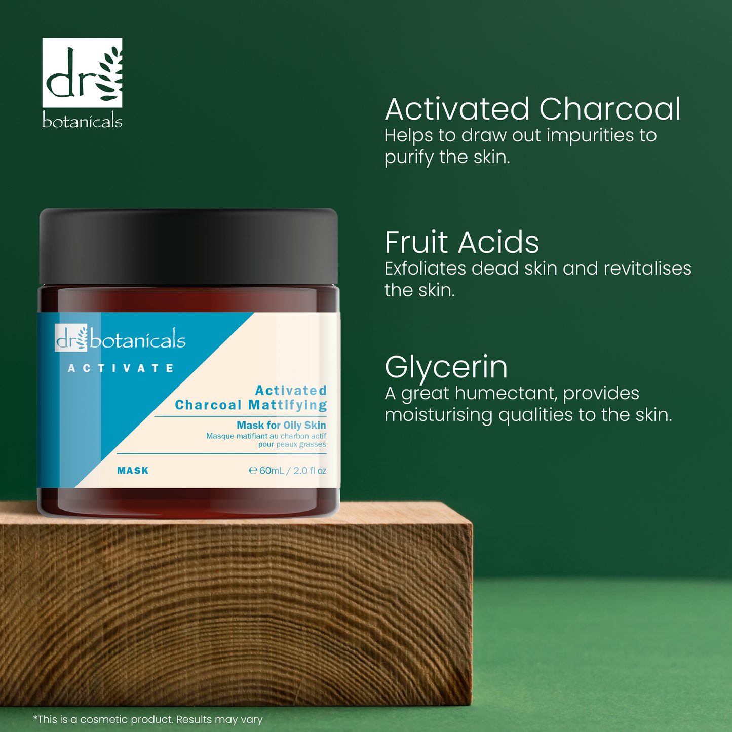 Dr Botanicals Activate Charcoal Mattifying Mask Fettige Haut - 60 ml