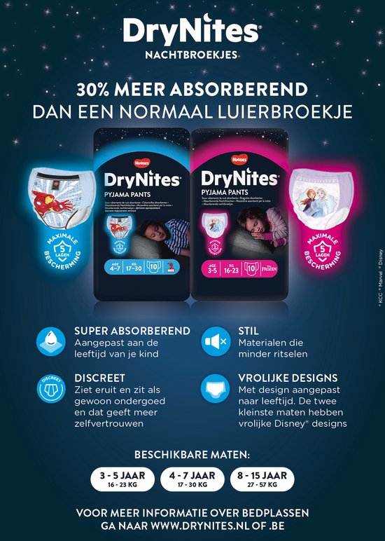 Drynites Windelhosen – Mädchen – 8 bis 15 Jahre – 13 Stück