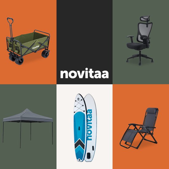 Novitaa Bürostuhl - Ergonomischer Bürostuhl - Bürostuhl - Erwachsene - Verstellbar - Kopfstütze - Schwarz