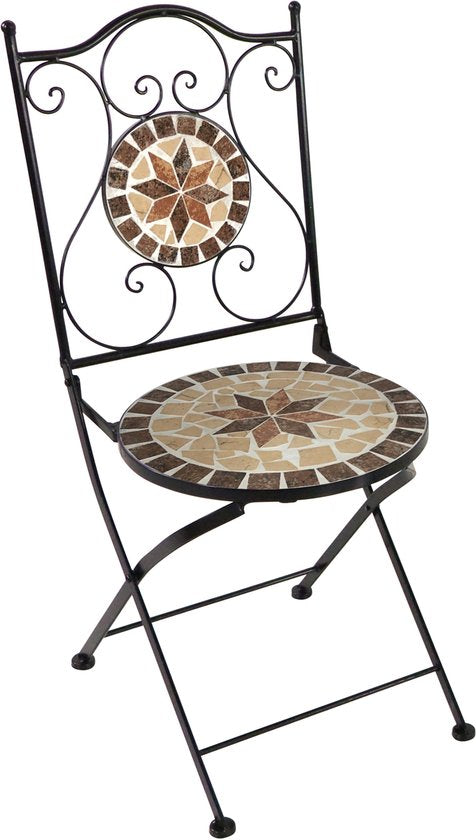 AXI Amélie Bistro-Stühle – Zusammenklappbar – Earth Brown – Zusammenklappbare Gartenstühle aus Metall – Hohe Rückenlehne – 2er-Set – Mosaik-Optik – Mit Keramikfliesen eingelegt – 150 kg Tragkraft – Garten, Terrasse oder Balkon