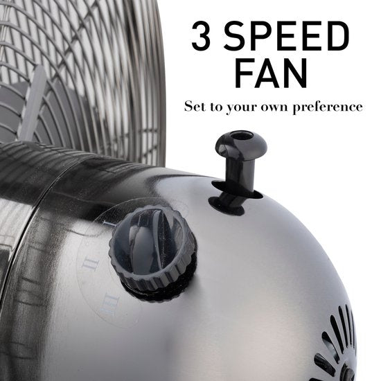Lifetime Air Stativ-Ventilator - 230V - Höhe 125-145 CM - Dreibein-Stativ - 3 Geschwindigkeiten - Oszillationsfunktion - Neigbar - Silber