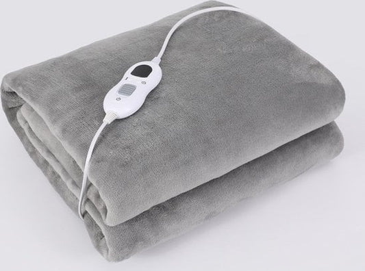 STAUS&BACH - Elektrische Heizdecke - Waschmaschinenfest - Timer - 160x130 cm - Kuscheldecke - 1/2 Person - Grau