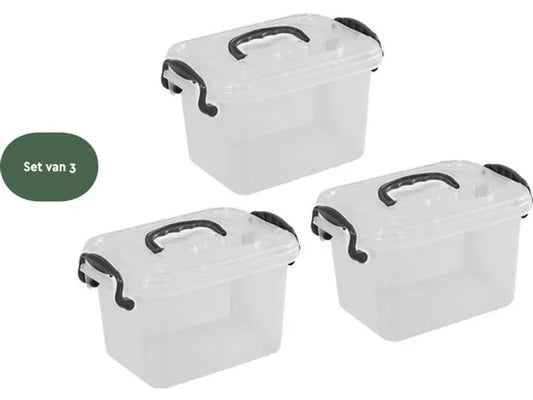 Brasq Aufbewahrungsbox - 11 Liter - SB11 - 35,5 x 24,5 x 20 cm - Transparent - Stapelbar - Pro 3 Stück