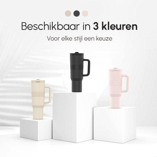 ONYX Trinkflasche mit Strohhalm 1,2 Liter - Wasserflasche für Kinder & Erwachsene - Thermosbecher Reisebecher - Motivationstrinker - Trinkbecher für die Schule - Pink