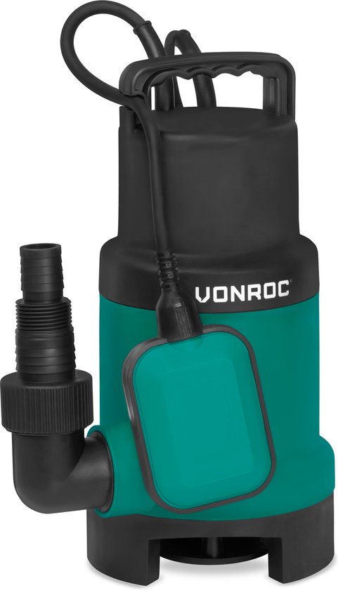 VONROC Tauchpumpe - Schmutzwasserpumpe - Wasserpumpe - 750W - 14000 l/h - Für schmutziges und sauberes Wasser - Mit Schwimmer