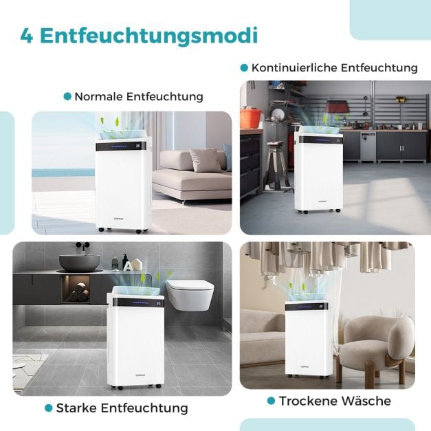 Coast Luftentfeuchter – 28,5 l pro Tag – bis zu 35 m² – 35 x 20 x 61 cm – Weiß