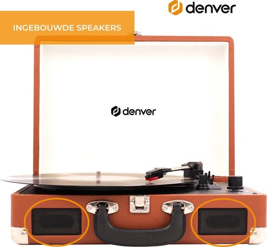 Denver - VPL120 - Plattenspieler - mit Lautsprecher - inkl. PC-Software - Autostopp - Braun
