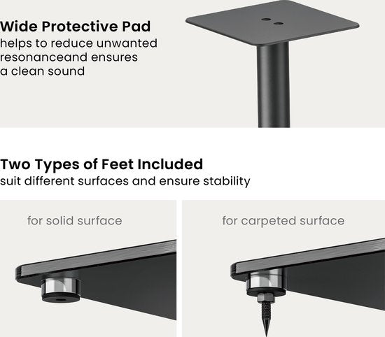 VDD Gaming Speaker Stand - Universal Speaker Stand - Bodenständer - Lautsprecherständer - 2er-Set - 76,5 cm hoch - 25 kg belastbar