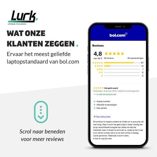 LURKÂ® Laptop-Ständer verstellbar - Ergonomischer Laptop-Halter - klappbar - Notebook/Buch/Tablet - Aluminium - 11 bis 17 Zoll - Schwarz