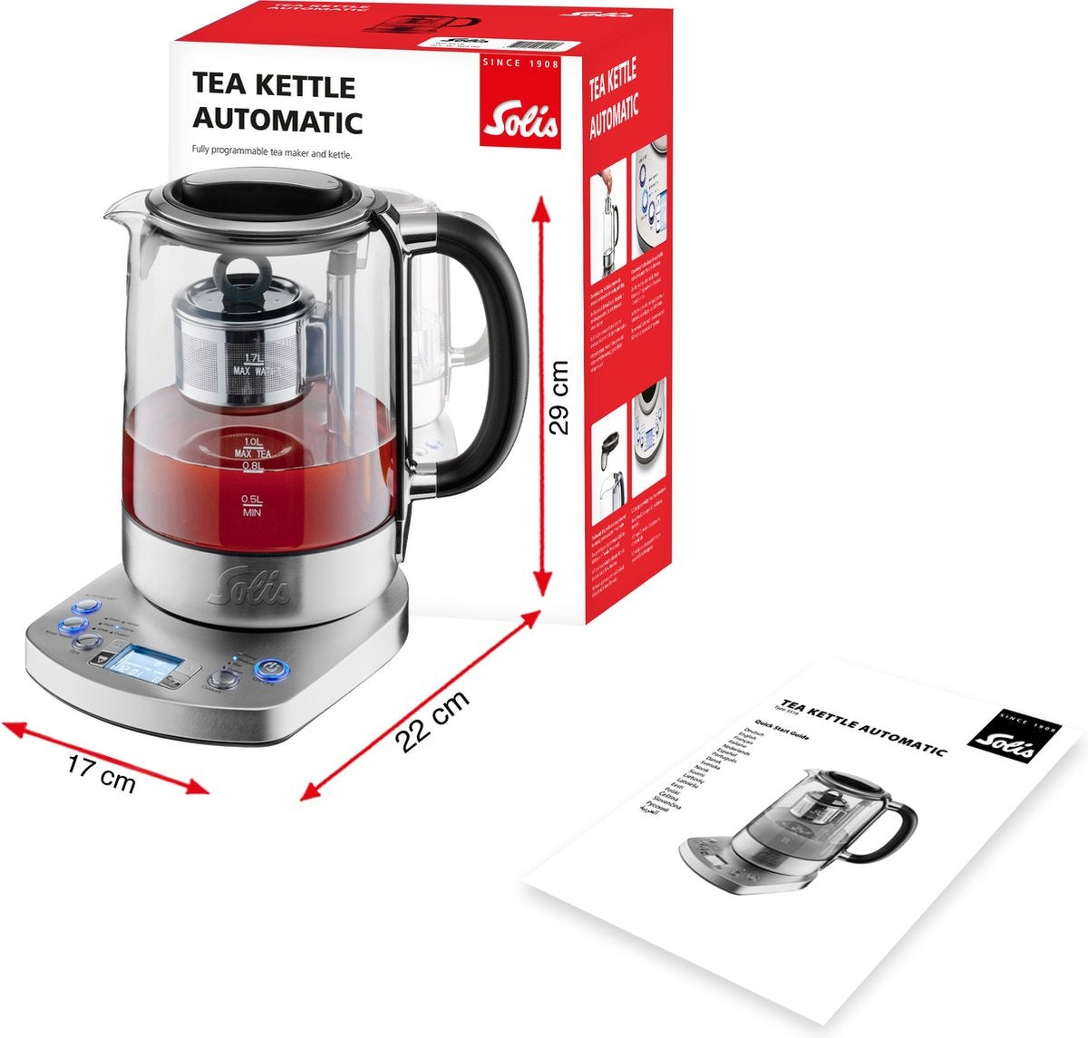 Solis Tea Kettle Automatic 5518 - Wasserkocher mit Temperaturregelung - Teezubereiter - Silber