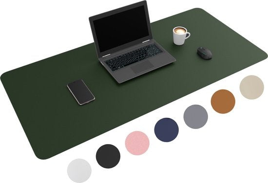 WURK Professional Schreibtischunterlage Kunstleder - Schreibtisch-Organizer - Schreibtischzubehör - Inklusive Kabelclip - Mauspad XXL - 120x60 - Grün