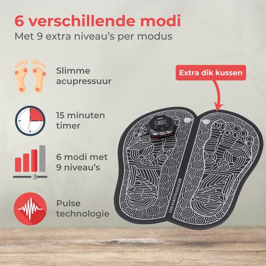 Nuvance - Fußmassagegerät mit Display - EMS-Massagematte - Stimuliert die Durchblutung - Massagegeräte - Wireless - 54 Positionen - Schwarz