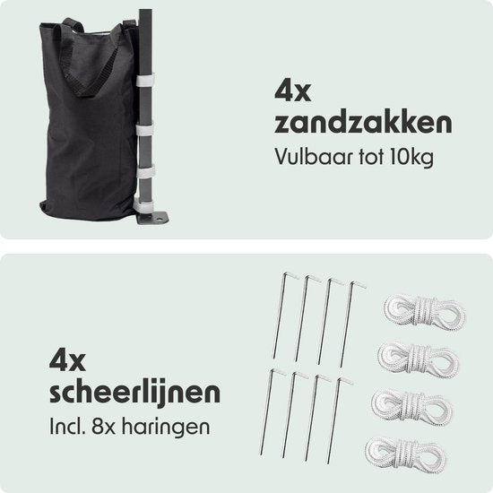 LifeGoods Partyzelt – Pavillon – 3 x 4,5 m – Seitenwände – Easy-Up – Zusammenklappbar – Wasserdicht – Transporttasche mit Rollen – Beige