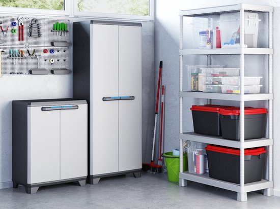 Keter Linear Utility Storage Cabinet - 68x173x39 cm - Grau/Schwarz