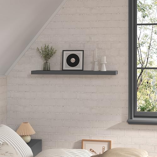 WOLTU RG9370dgr - Schwebendes Wandregal - MDF Dunkelgrau - 90 x 22,9 x 3,8 cm