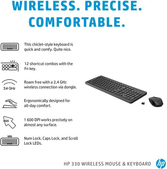 HP 330 – Kabellose Tastatur und Maus – QWERTY – Schwarz