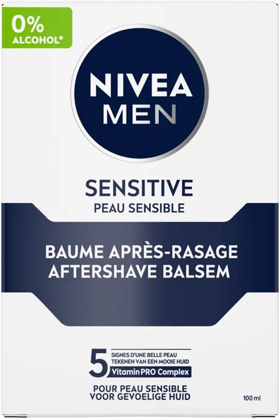NIVEA MEN Sensitive Aftershave-Balsam – für empfindliche Haut – zieht schnell ein – alkoholfrei – 100 ml