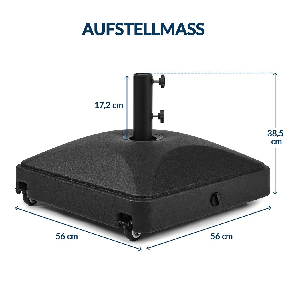 Yaheetech Sonnenschirmständer – befüllbar, 37 l – 4 Räder – 2 davon arretierbar – schwarz