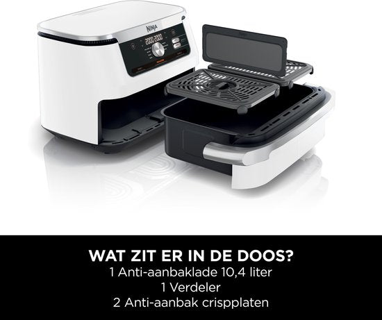 Ninja Foodi FlexDrawer Mega Doppel-Heißluftfritteuse XXL – 10,4 Liter – Zwei Garfächer oder eine MegaZone – Heißluftfritteuse – Weiß – AF500EUWH