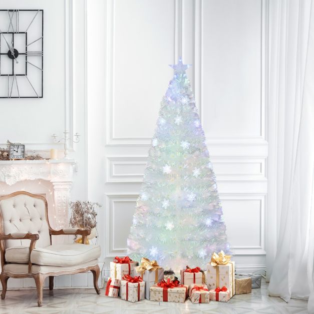 Coast Kunstweihnachtsbaum 180 cm, verschneiter Baum mit LED-Glasfaser-Beleuchtung, 8 Leuchtmodi, CM25341DE