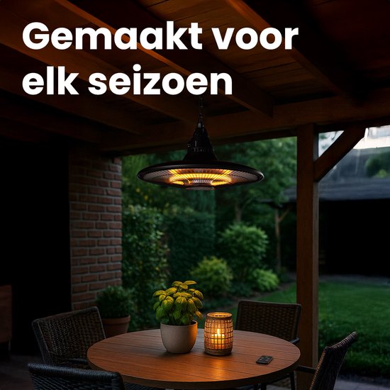Auronic Terrassenstrahler - Infrarotheizung - hängend - 10m2 - elektrisch - 1500W - Fernbedienung - Schwarz