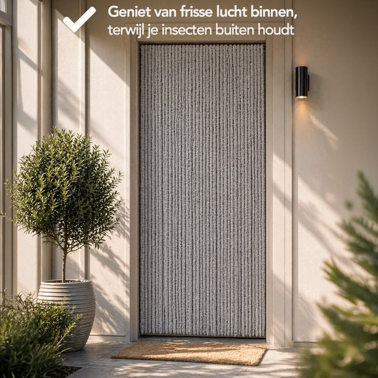 Brixy Fliegengitter – Katzenschwanz – 90 x 220 cm – 2 cm dicke Stränge – Grau