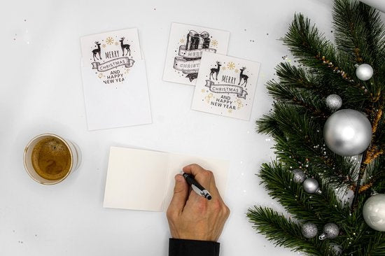 Giftmas Weihnachtskarten - Grußkarten - 52 Stück - Mit Umschlägen und Aufklebern - 10x10cm