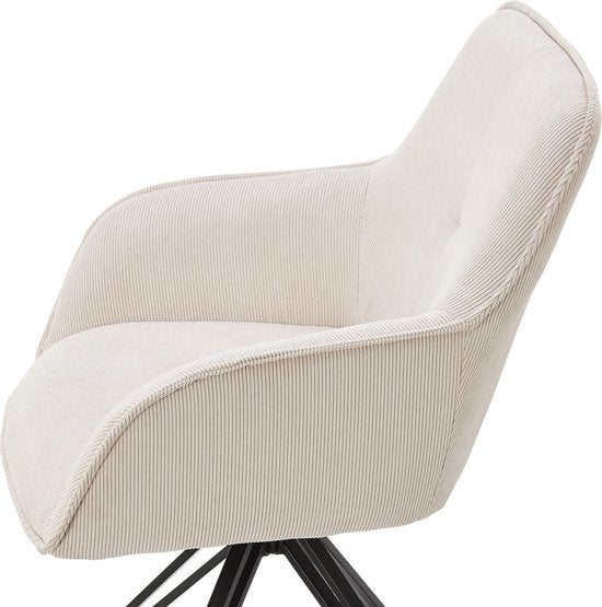Esszimmerstuhl / Drehstuhl / Schalensessel Clyde - Corduroy Beige - Metallgestell