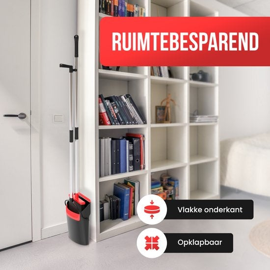 Strex Kehrschaufel und Bürste mit langem Stiel - verstellbar von 87-127cm - mit integrierten Reinigungszähnen