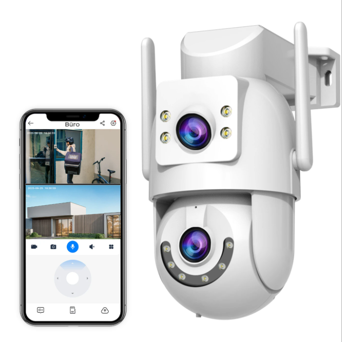 JOOAN Full-HD-Außenkamera mit drei Objektiven, Überwachungskamera für Convenience-Stores und Straßen, Personenverfolgung, 2G-, 4G- und 5G-WLAN-Smart-Kamera, H.265/H.264
