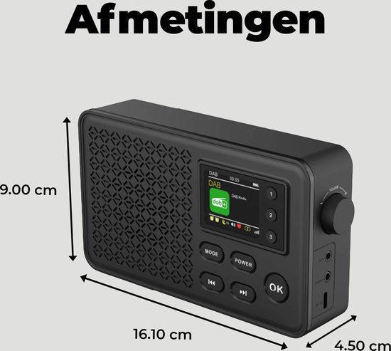 Denver - DAB57B - Radio - Bluetooth - DAB+/ FM - 40 Voreinstellungen - Wecker - Schwarz