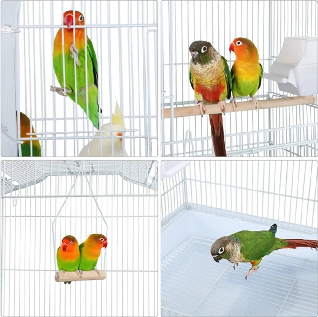 Yaheetech Vogelkäfig - 46x35x104,5 cm - Dachöffnung - Weiß Hellblau