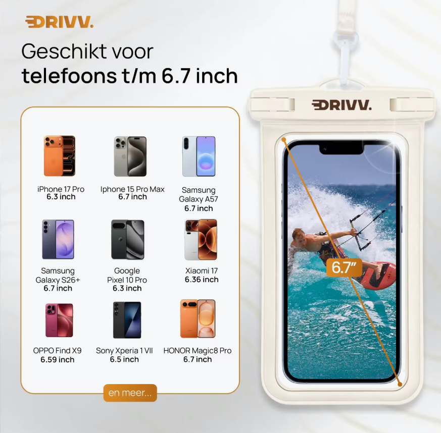 DRIVV Wasserdichtes Handy-Etui, 2er-Set – Beige – 20,5 x 12 x 1 cm – IP68, schwimmfähig