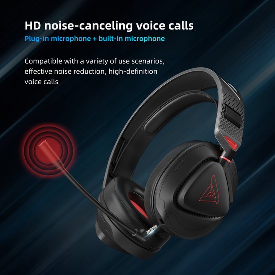TAIDU THS318 2.4GHz Wireless Gaming Headset - Over-Ear-Kopfhörer - mit Mikrofon - Geeignet für PS4/PS5, Nintendo Switch - Schwarz