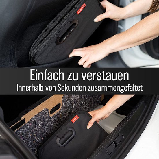 HELDENWERK Kofferraumtasche faltbar und stabil - Kofferraum-Organizer Einkaufstasche zur praktischen Aufbewahrung - Auto-Faltbox, Kofferraumbox (schwarz)