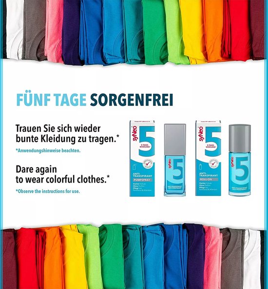 syNeo 5 - Deodorant Antitranspirant Roller - 50 ml - Übermäßiges Schwitzen