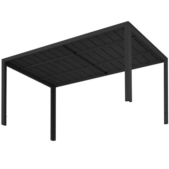 tectake - Gartentisch 150 x 90 x 74,5 cm - Witterungsbeständig, einfache Montage - Verstellbar - Aluminiumgestell mit Kunststofftischplatte - schwarz