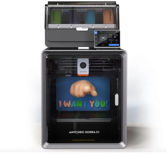 Anycubic Kobra S1 Combo 3D-Drucker – CoreXY-System – Automatische Bettnivellierung – Druckgeschwindigkeit 600 mm/s – Mehrfarben-Filamentsystem – Flexibles PEI-Druckbett – WLAN- und App-Steuerung – Sofort druckbereit